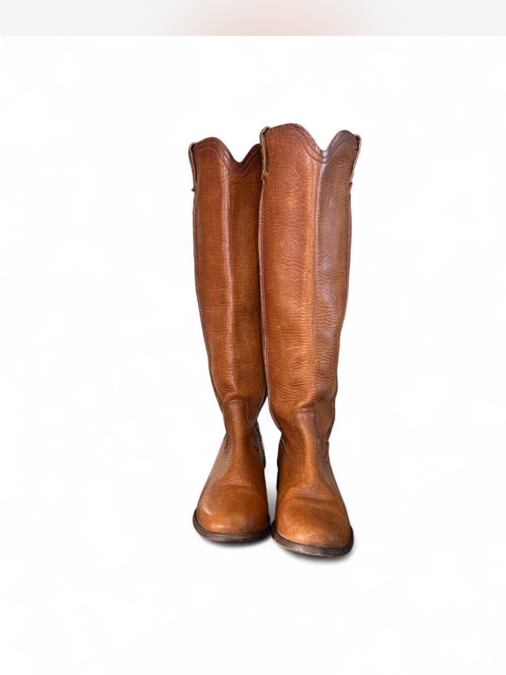 Frye Tall Leather Riding Boots in Cognac Brown